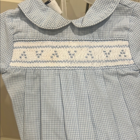 Bailey Boys Blue Gingham smocked boys romper 6 months - Picture 4 of 4